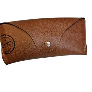 Ray-Ban Brown Faux Leather Sunglasses Case With Button Closure & Black Lining